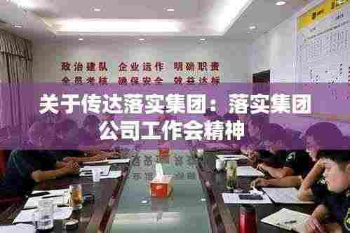 关于传达落实集团：落实集团公司工作会精神 