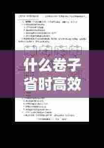 什么卷子省时高效：有什么卷子推荐 