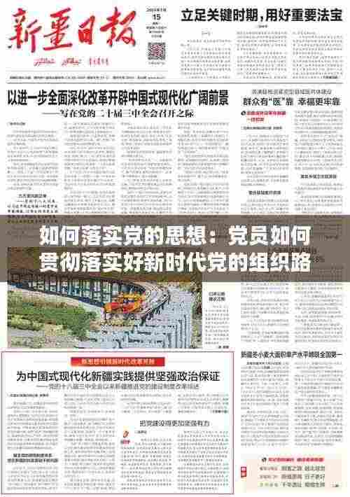 如何落实党的思想:党员如何贯彻落实好新时代党的组织路线