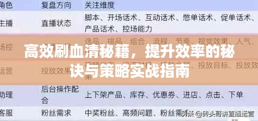 高效刷血清秘籍,提升效率的秘诀与策略实战指南