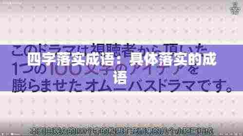 四字落实成语：具体落实的成语 