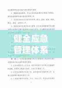 健全应急管理体系,应对突发事件的策略之道